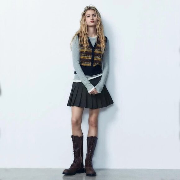 Zara Wool Knit Jacquard Vest - Picture 2 of 10